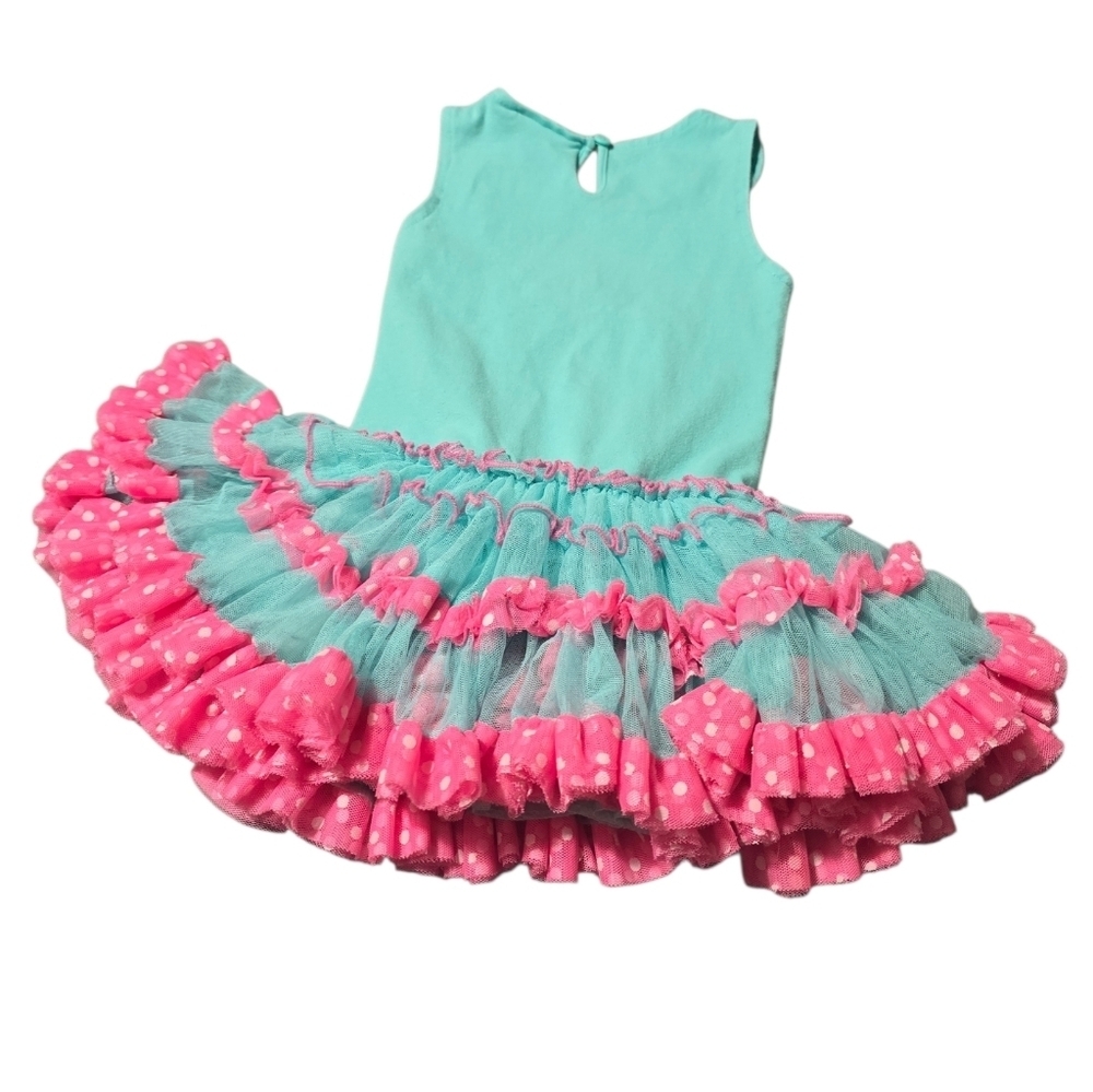 Emily Rose Cupcake Ruffle Dress Size 2T Teal And Pink - Picture 2 of 5